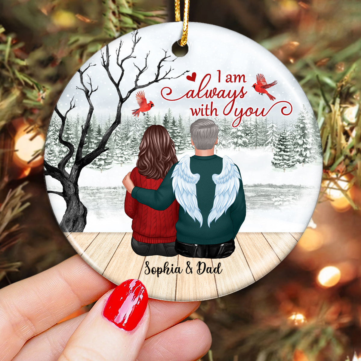 Always With You Dry Tree And Wood Brigde Memorial Gifts Personalized Circle Ornament