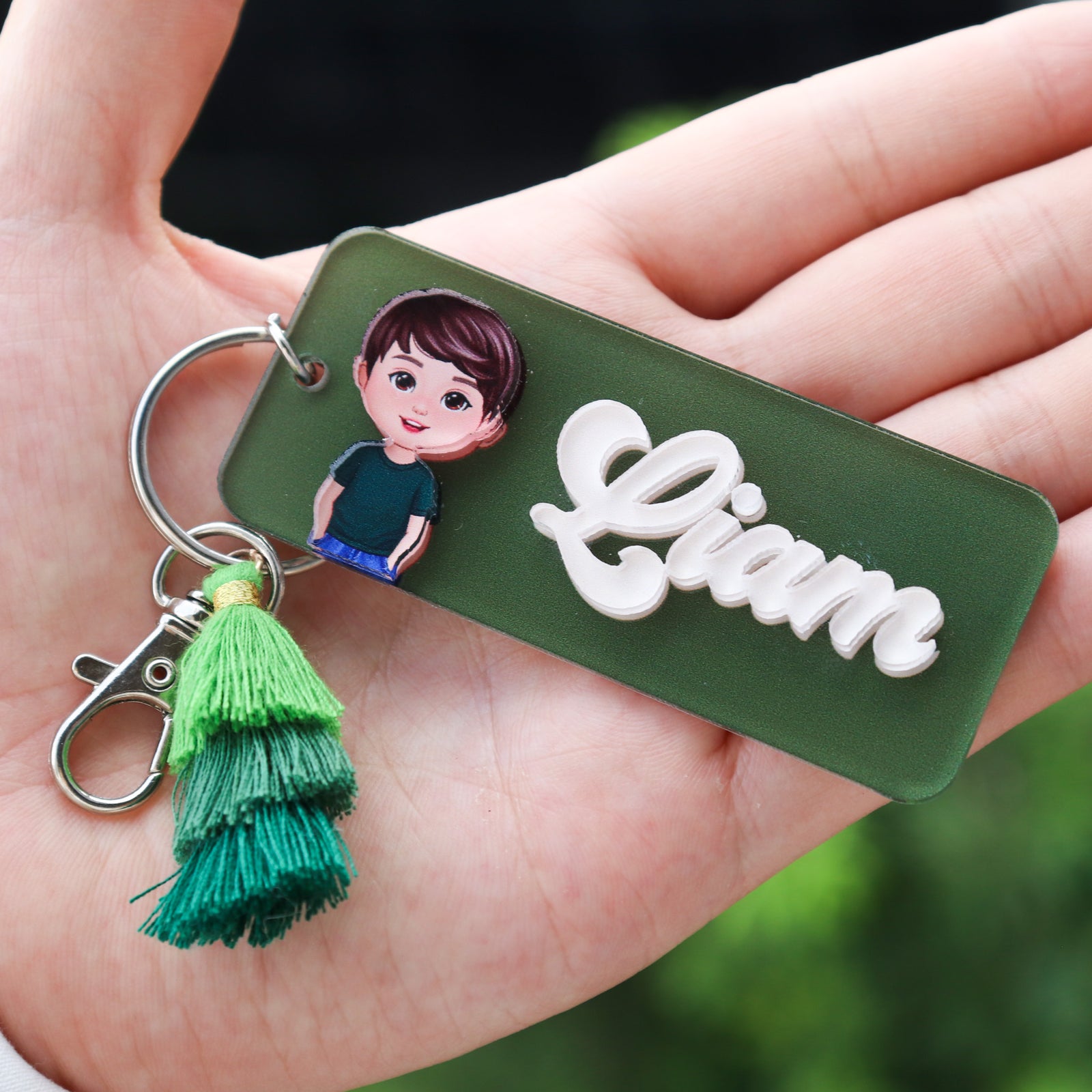 Cute Kid Personalized 2-Layer Acrylic Keychain, Name Tag, Back To School Gift