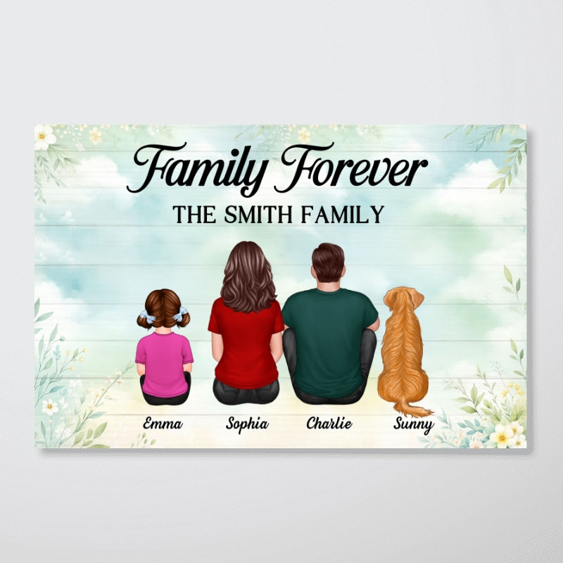 Family Forever Floral Personalized Poster, Gift For Mom