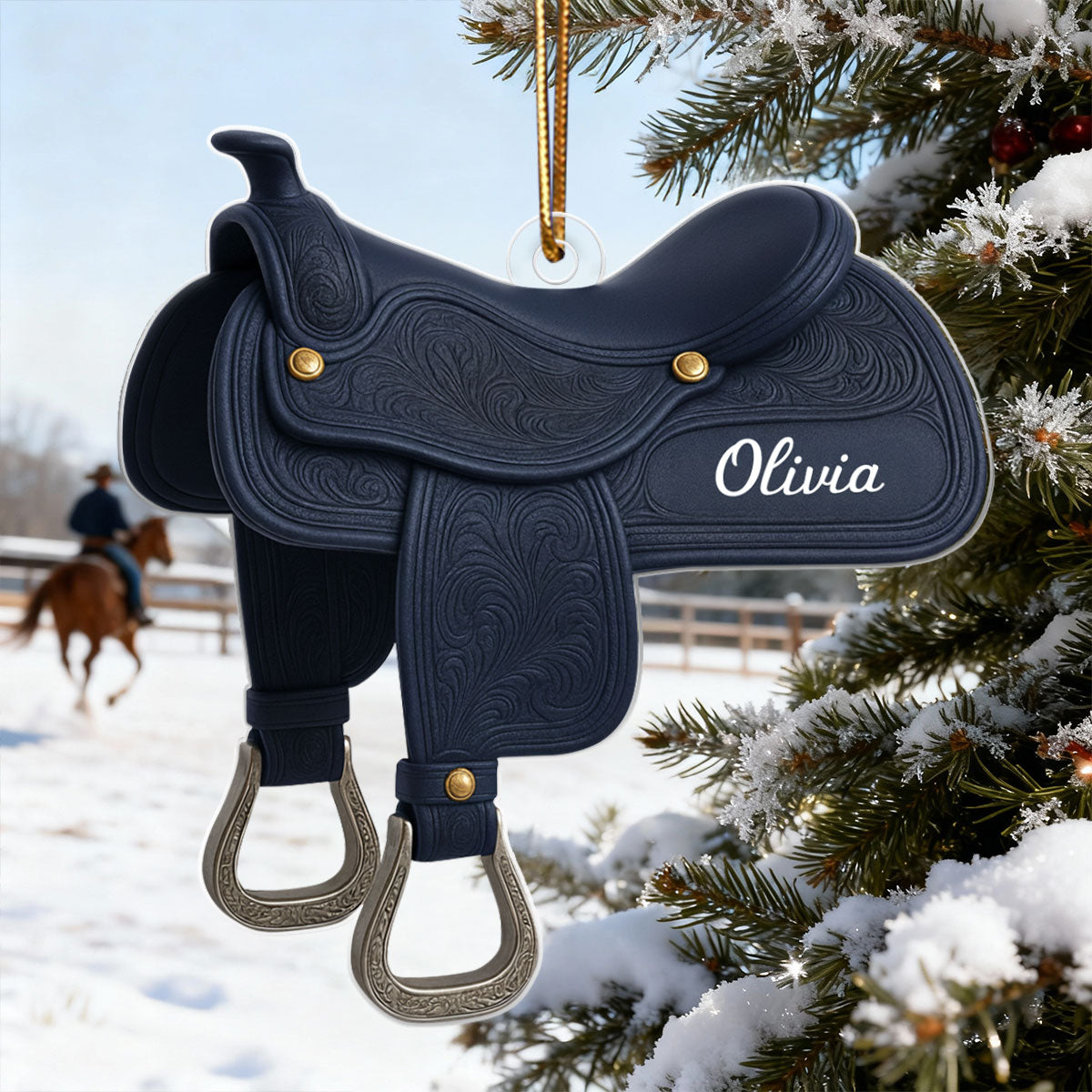 Horse Saddle - Personalized Acrylic Ornament - Christmas Gift for Horse Lovers