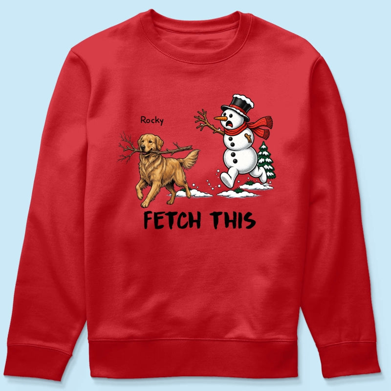 Dog Steal Snowman Hand Running Upload Pet Photo - Personalized Shirt - Funny Christmas Gift For Dog Lovers