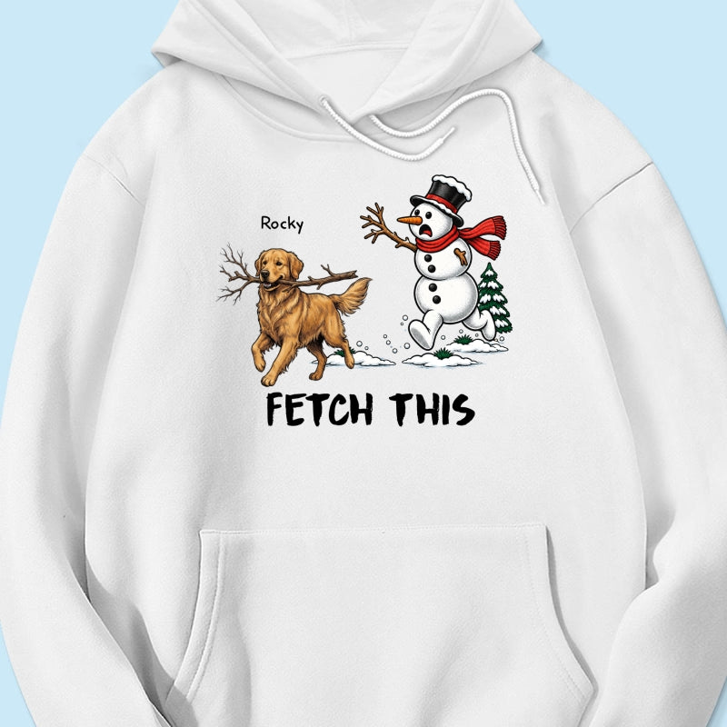 Dog Steal Snowman Hand Running Upload Pet Photo - Personalized Shirt - Funny Christmas Gift For Dog Lovers