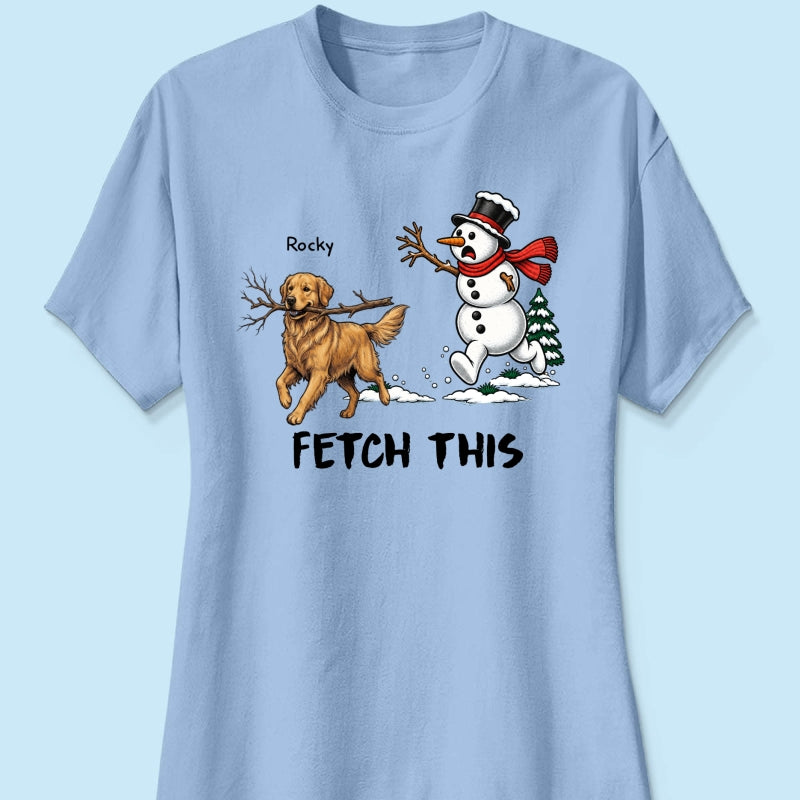 Dog Steal Snowman Hand Running Upload Pet Photo - Personalized Shirt - Funny Christmas Gift For Dog Lovers