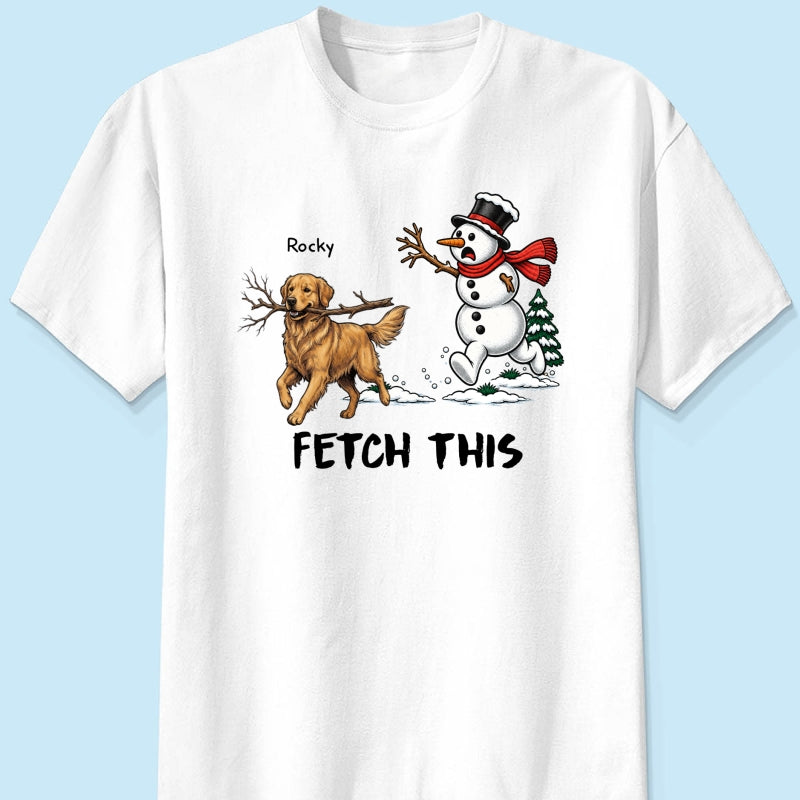 Dog Steal Snowman Hand Running Upload Pet Photo - Personalized Shirt - Funny Christmas Gift For Dog Lovers