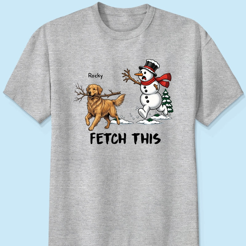 Dog Steal Snowman Hand Running Upload Pet Photo - Personalized Shirt - Funny Christmas Gift For Dog Lovers
