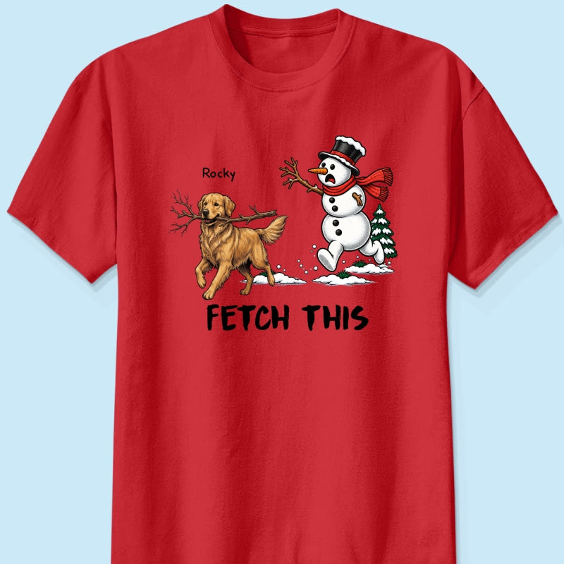 Dog Steal Snowman Hand Running Upload Pet Photo - Personalized Shirt - Funny Christmas Gift For Dog Lovers