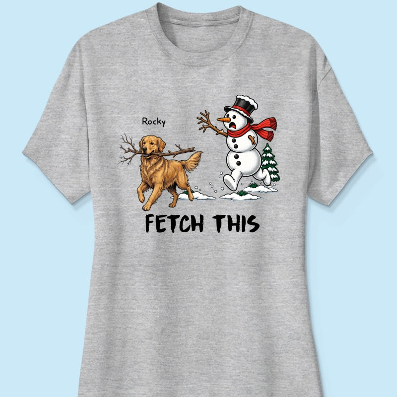 Dog Steal Snowman Hand Running Upload Pet Photo - Personalized Shirt - Funny Christmas Gift For Dog Lovers