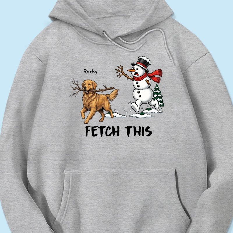 Dog Steal Snowman Hand Running Upload Pet Photo - Personalized Shirt - Funny Christmas Gift For Dog Lovers