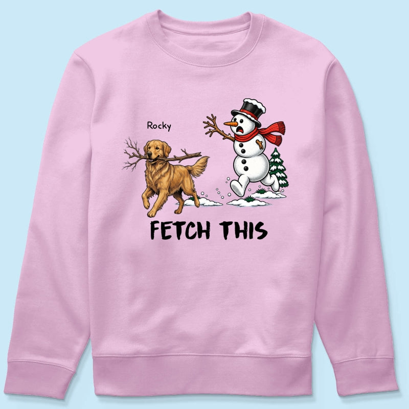 Dog Steal Snowman Hand Running Upload Pet Photo - Personalized Shirt - Funny Christmas Gift For Dog Lovers
