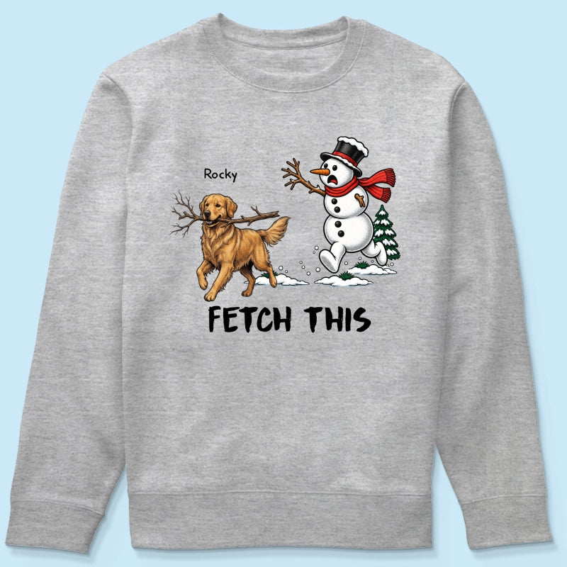 Dog Steal Snowman Hand Running Upload Pet Photo - Personalized Shirt - Funny Christmas Gift For Dog Lovers
