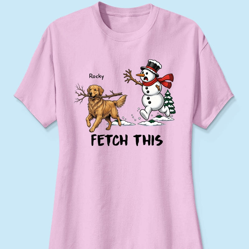 Dog Steal Snowman Hand Running Upload Pet Photo - Personalized Shirt - Funny Christmas Gift For Dog Lovers