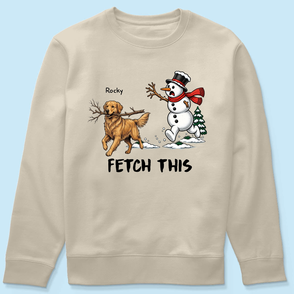 Dog Steal Snowman Hand Running Upload Pet Photo - Personalized Shirt - Funny Christmas Gift For Dog Lovers