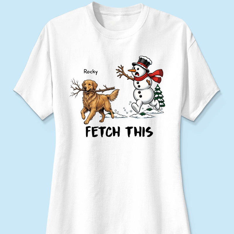 Dog Steal Snowman Hand Running Upload Pet Photo - Personalized Shirt - Funny Christmas Gift For Dog Lovers