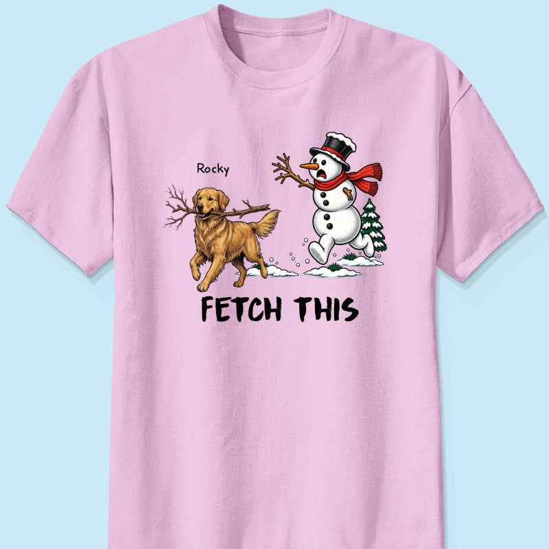 Dog Steal Snowman Hand Running Upload Pet Photo - Personalized Shirt - Funny Christmas Gift For Dog Lovers