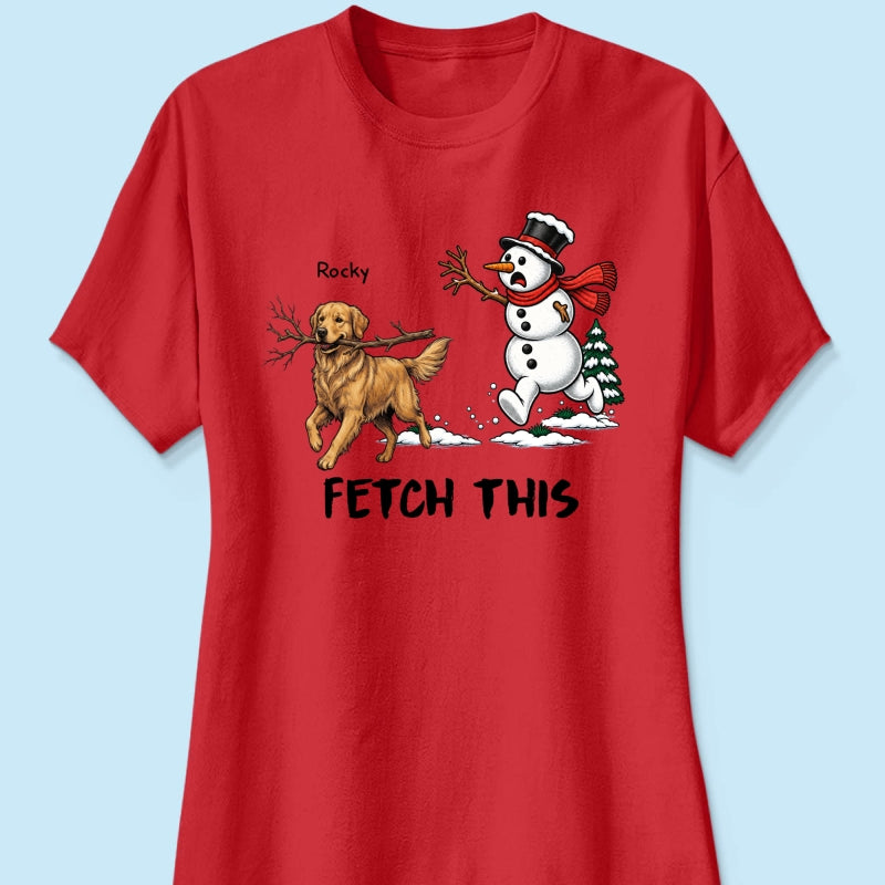 Dog Steal Snowman Hand Running Upload Pet Photo - Personalized Shirt - Funny Christmas Gift For Dog Lovers
