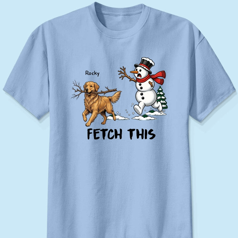 Dog Steal Snowman Hand Running Upload Pet Photo - Personalized Shirt - Funny Christmas Gift For Dog Lovers