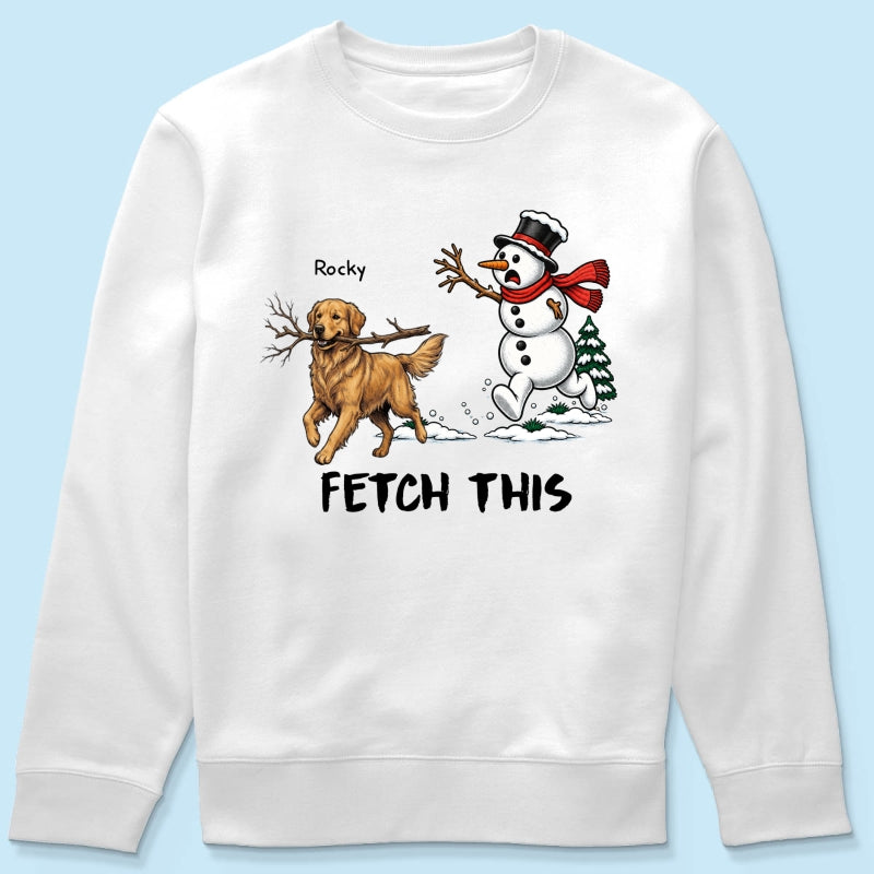 Dog Steal Snowman Hand Running Upload Pet Photo - Personalized Shirt - Funny Christmas Gift For Dog Lovers