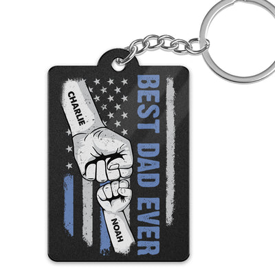 Best Dad Mom Ever Flag Punch Hand Personalized Acrylic Keychain