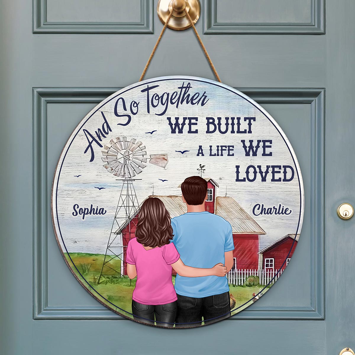 Together We Built A Life We Loved Couple Personalized Wood Sign, Farmhouse Decor