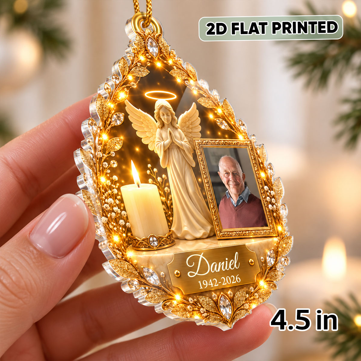 Guardian Angel Photo Memorial - Personalized Acrylic Ornament - Heartfelt Sympathy Gift for Loved Ones