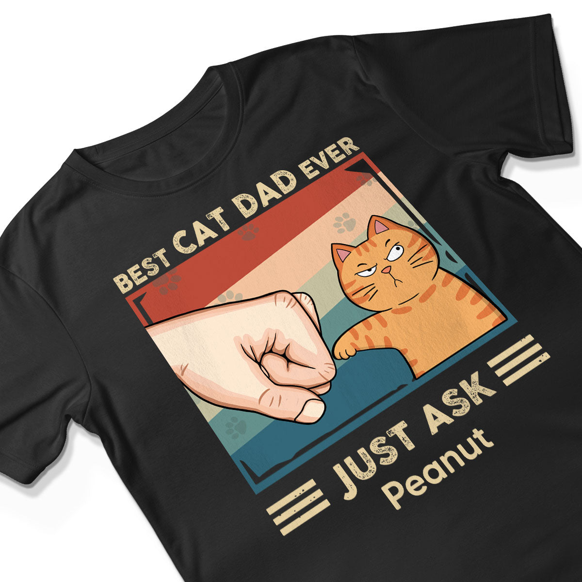 Retro Best Cat Dad Ever Fist Bump Funny Cute Cats Personalized Shirt