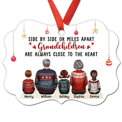 Side By Side Grandma Grandpa Grandkids Personalized Christmas Ornament