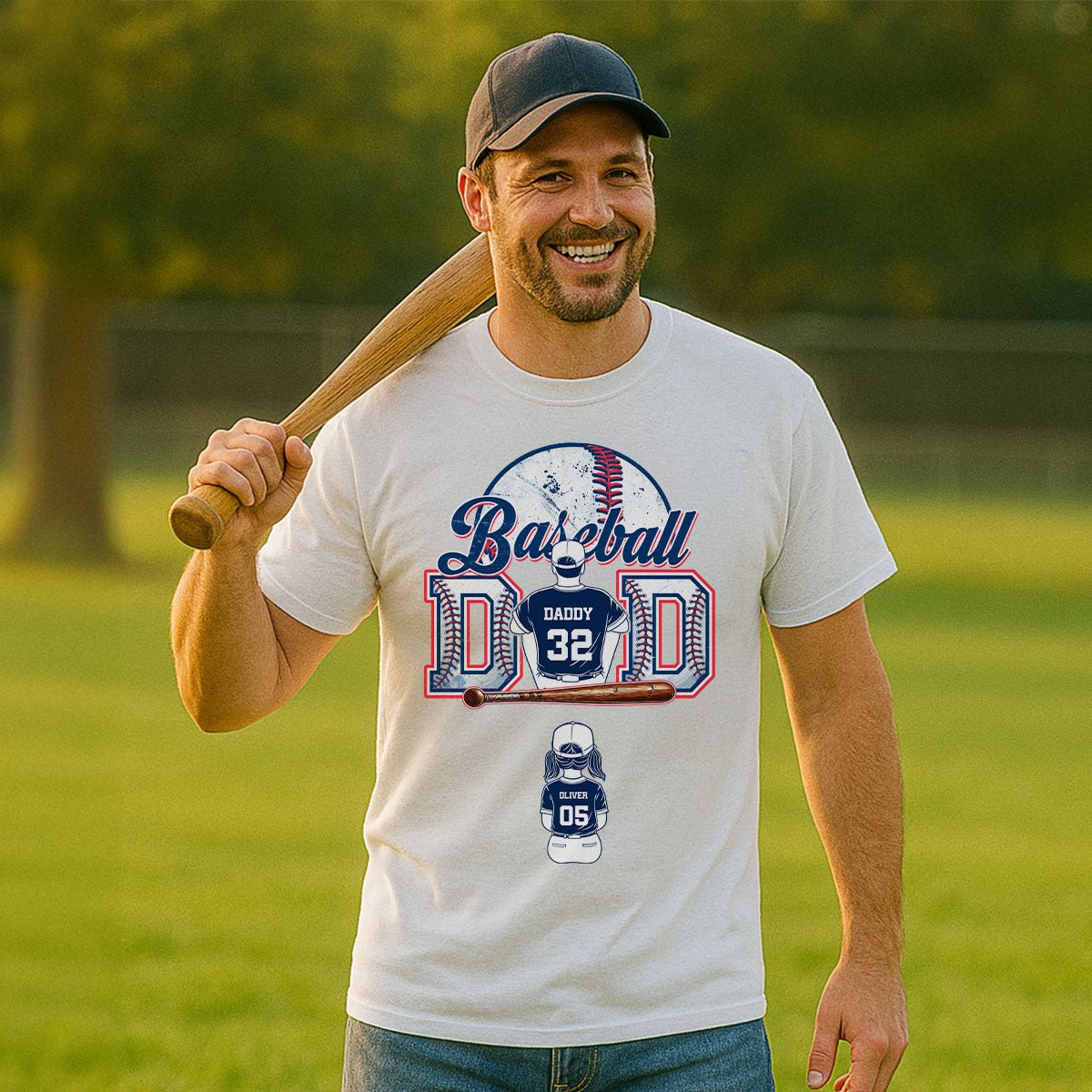 Baseball Dad And Kids Retro Personalized Shirt, Father's Day gift