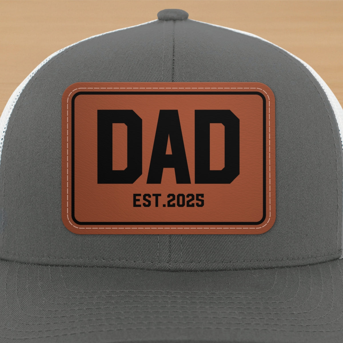 New Dad Mom Est. New Parents Gift Personalized Leather Patch Hat