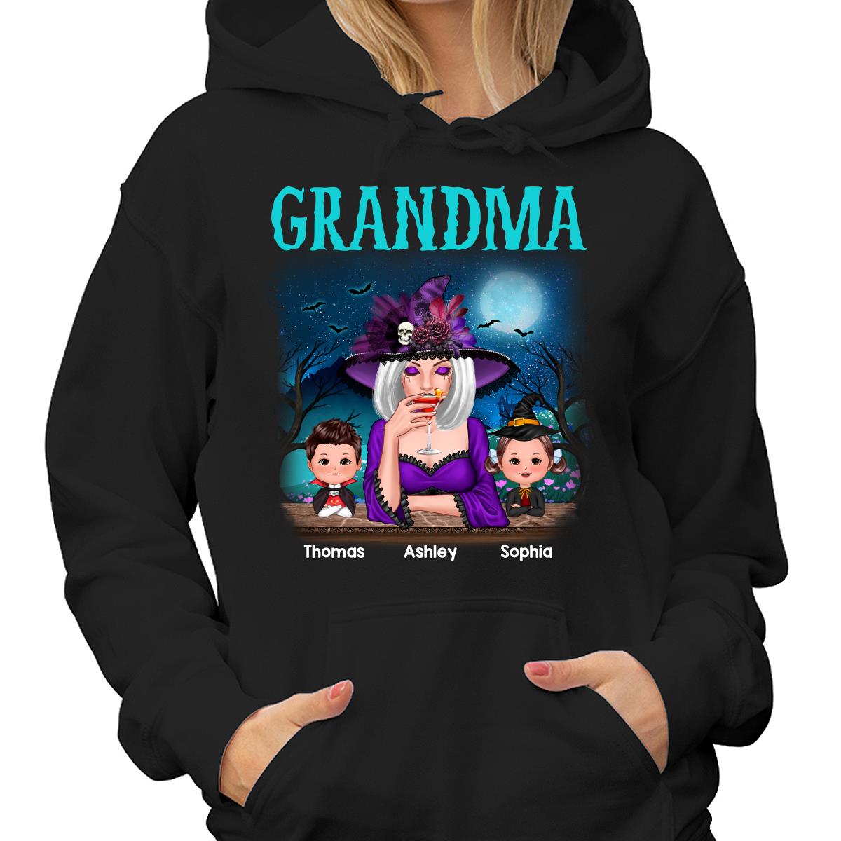 Halloween Grandma Mom And Kids Night Field Personalized Shirt