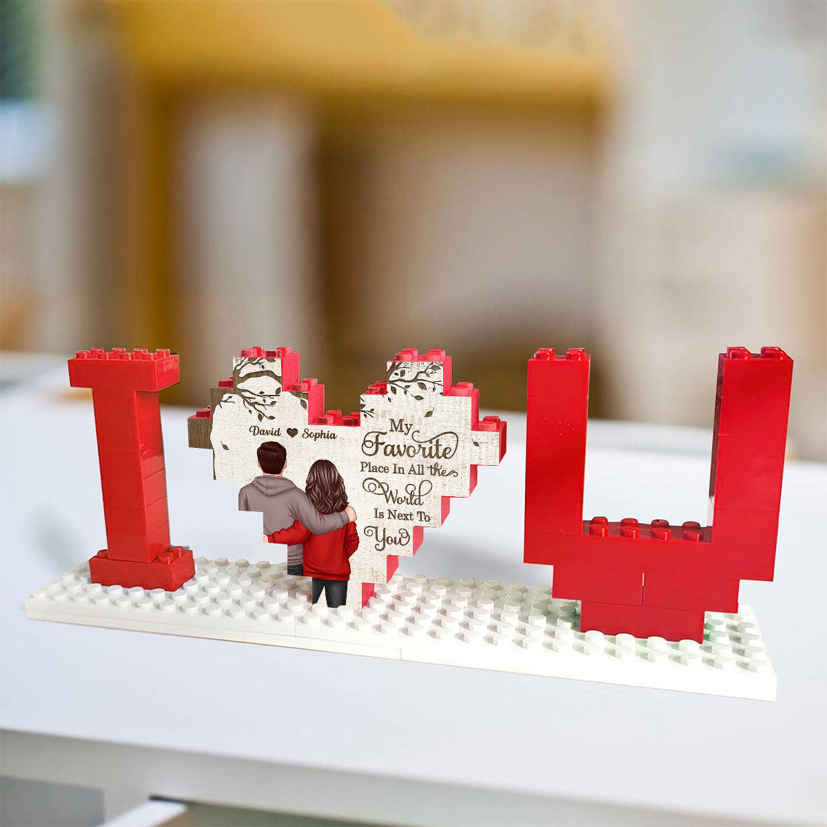 Personalized Building Blocks Puzzle, Couple Favorite Place, I Love You Block Puzzle, Birthday, Anniversary Gifts for Her & for Him