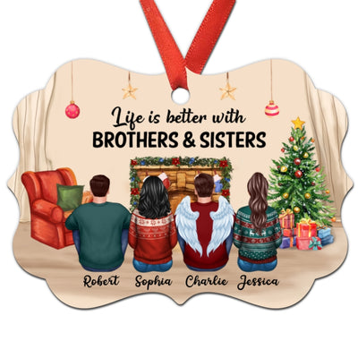 Life Better With Sisters Brothers Siblings Family Personalized Christmas Ornament