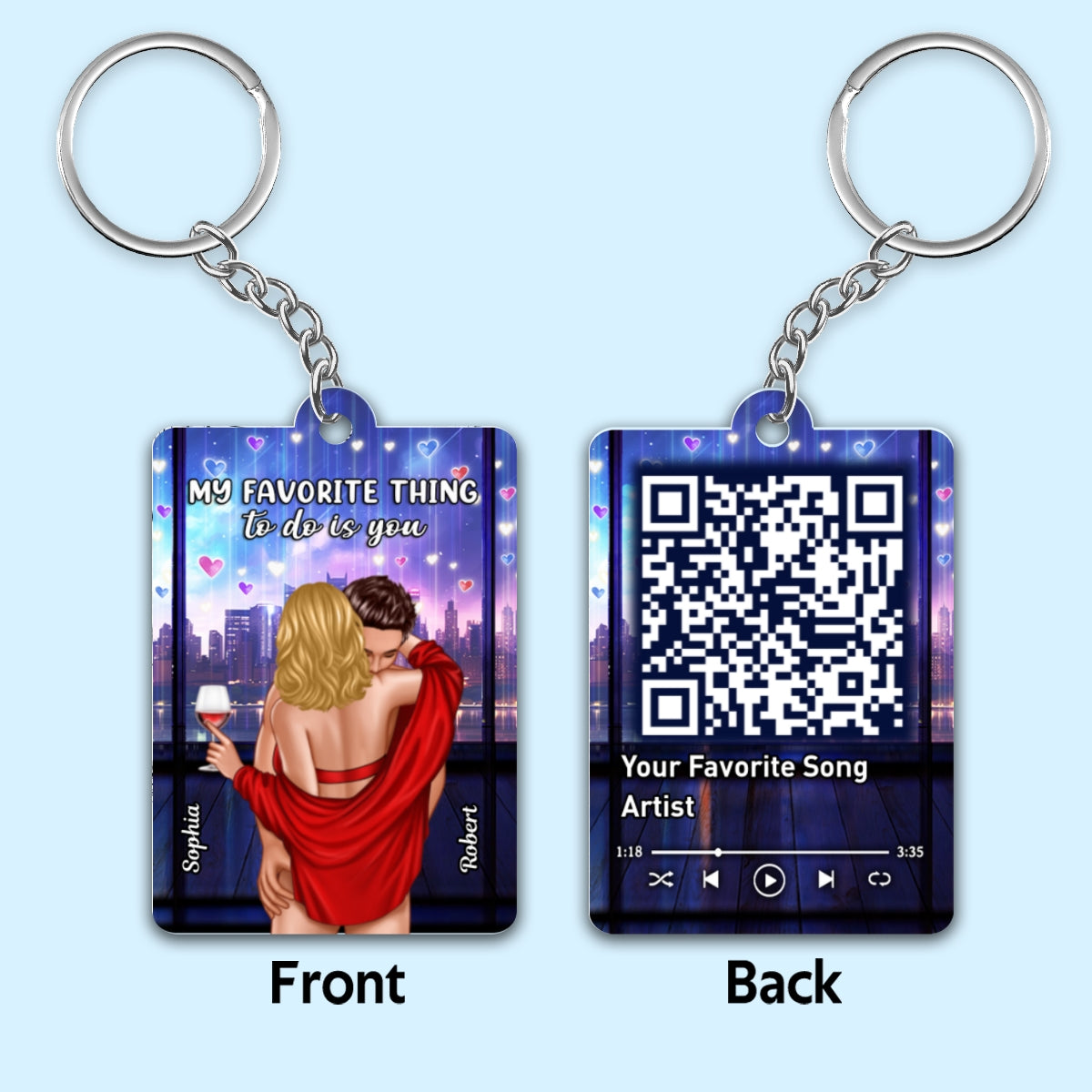 My Favorite Thing To Do Is You Couple Favorite Song Scannable QR Code Personalized Acrylic Keychain