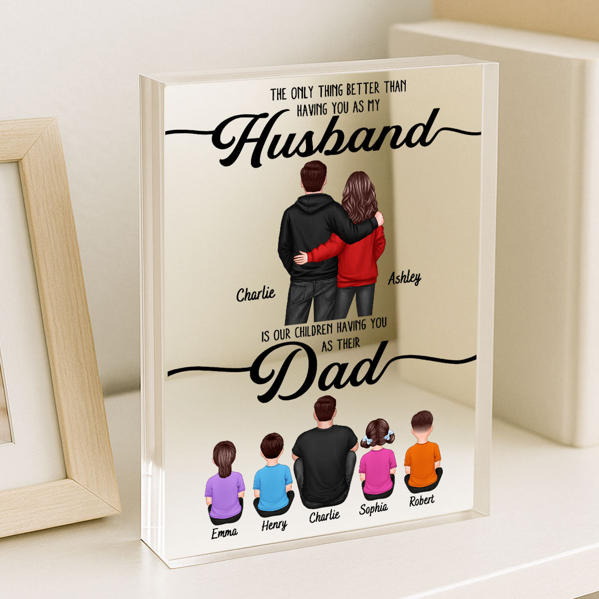 To My Husband Couple, Dad & Kids Personalized Acrylic Block, Father's Day gift for Husband