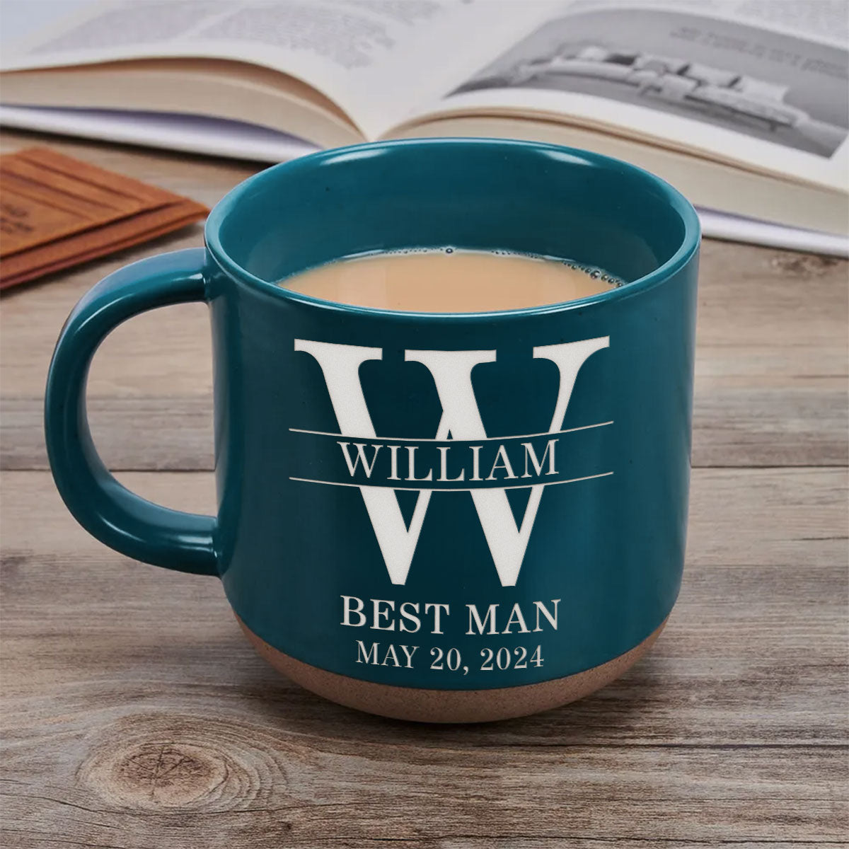 Groom Man Engraved Old Fashion Personalized Pottery Mug, Best Man Gift