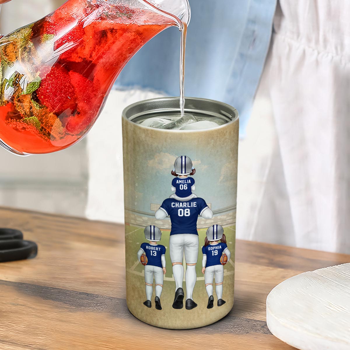 American Football Dad Fan Dear Dad Personalized 4 In 1 Can Cooler