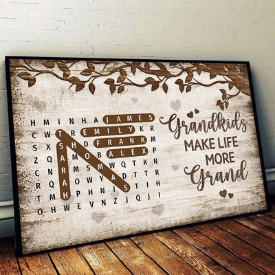 Grandkids Make Life More Grand Word Search Puzzle - Personalized Poster - Gift For Grandma, Grandpa, Grandparents