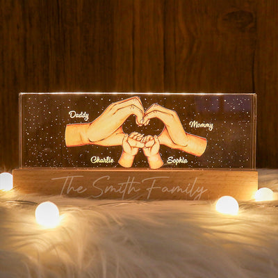 Family Heart Hands Gift Father's Day Gift Personalized Acrylic LED Night Light