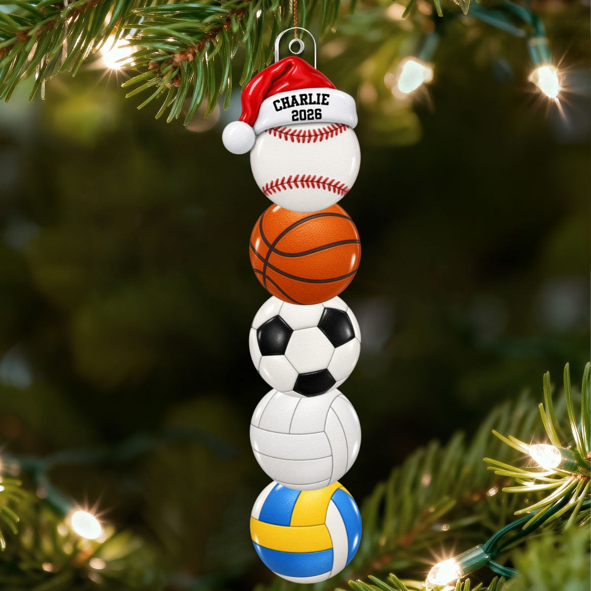 Custom Multiple Sports Player Name - Personalized Acrylic Ornament - Christmas Gift For Kid, Teen, Soccer, Basketball, Baseball, Softball, Football, Volleyball Athlete, Players, Lovers