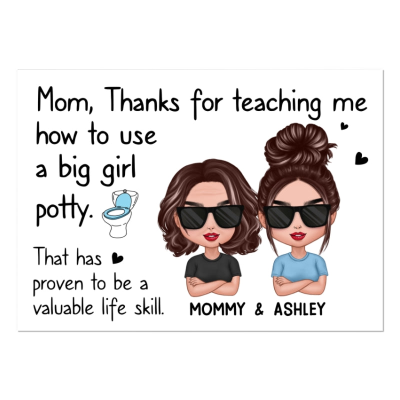 Thanks For Teaching Me To Use Big Girl Potty Doll Mom Daughter Mother‘s Day Personalized Postcard