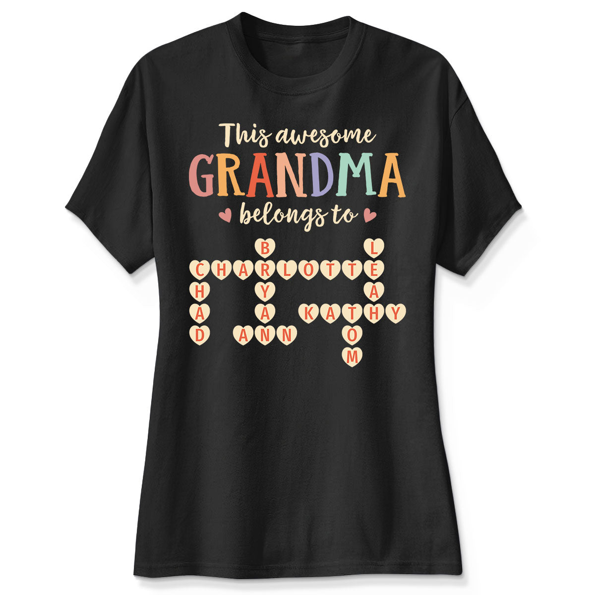 This Grandma Belongs To Grandkids Heart Crossword Puzzle Personalized Shirt
