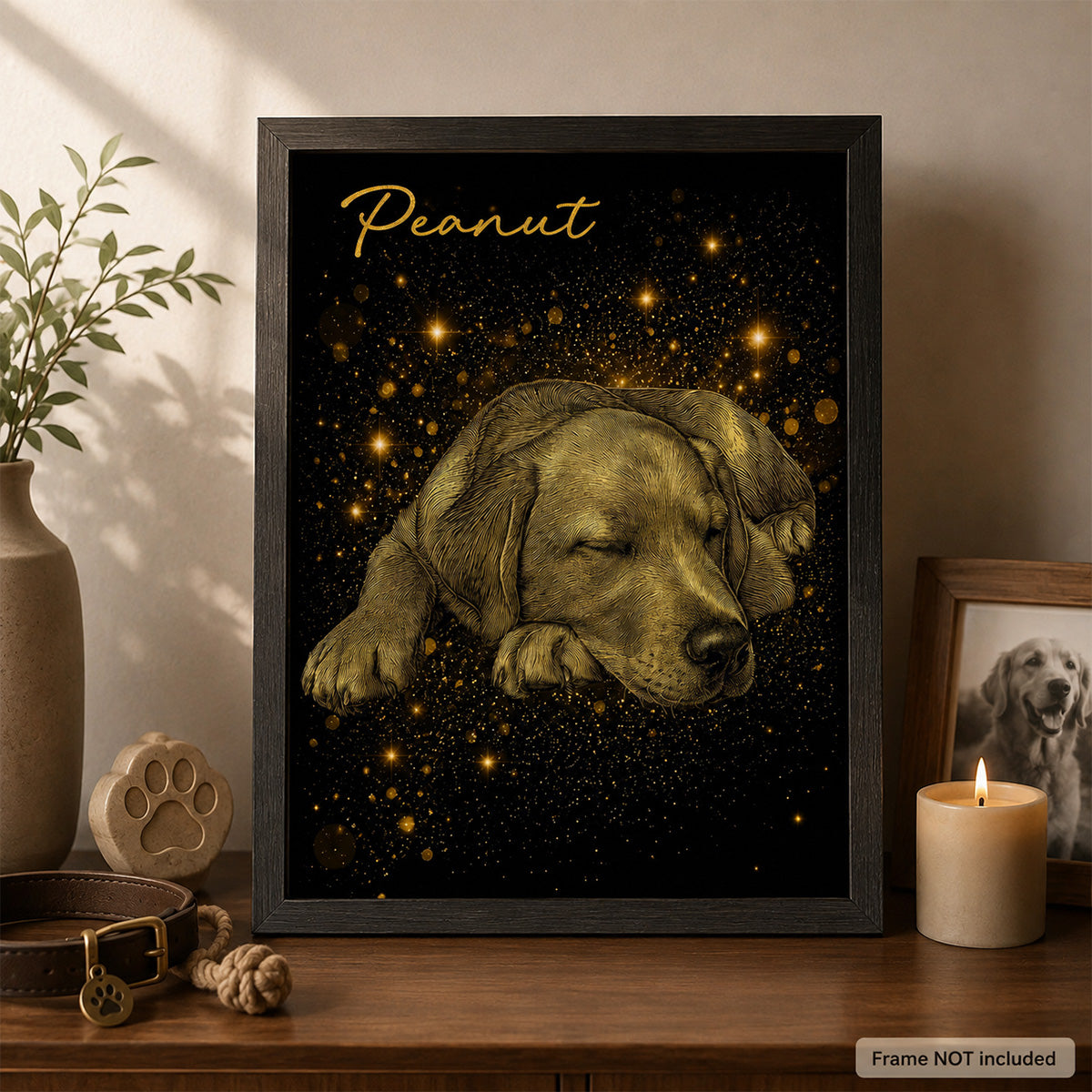 Golden Pet Memorial - Personalized Poster - Pet Loss Tribute Thoughtful Memorial from Photo