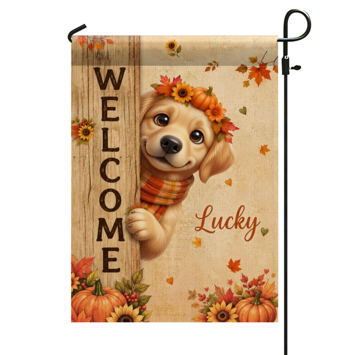 Cozy Fall Cute Dog Welcome - Personalized Garden Flag