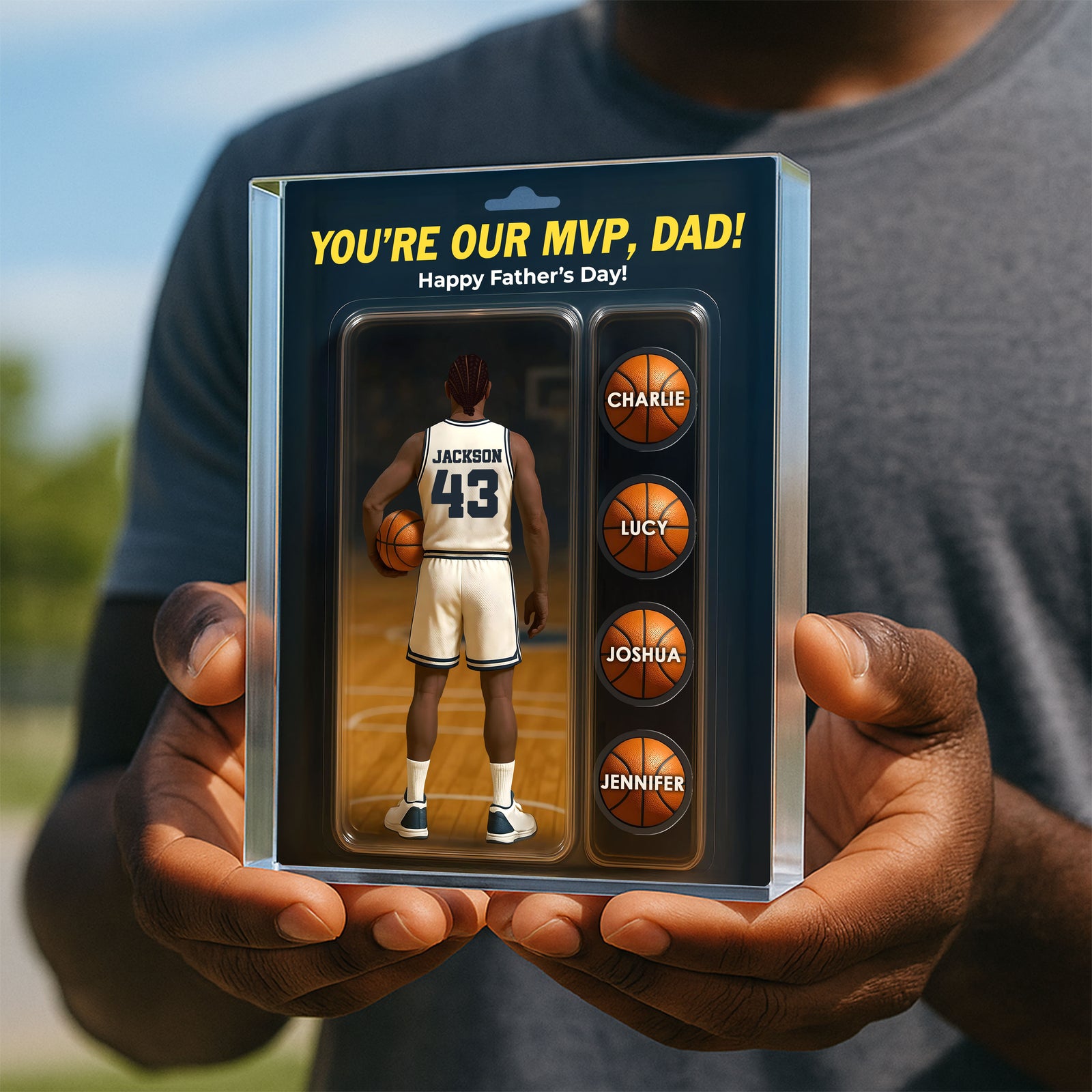 You're My MVP Dad Basketball With Kids' Names Custom Figure Personalized Acrylic Block Plaque, Perfect Father's Day Gift For Him, For Basketball Dad
