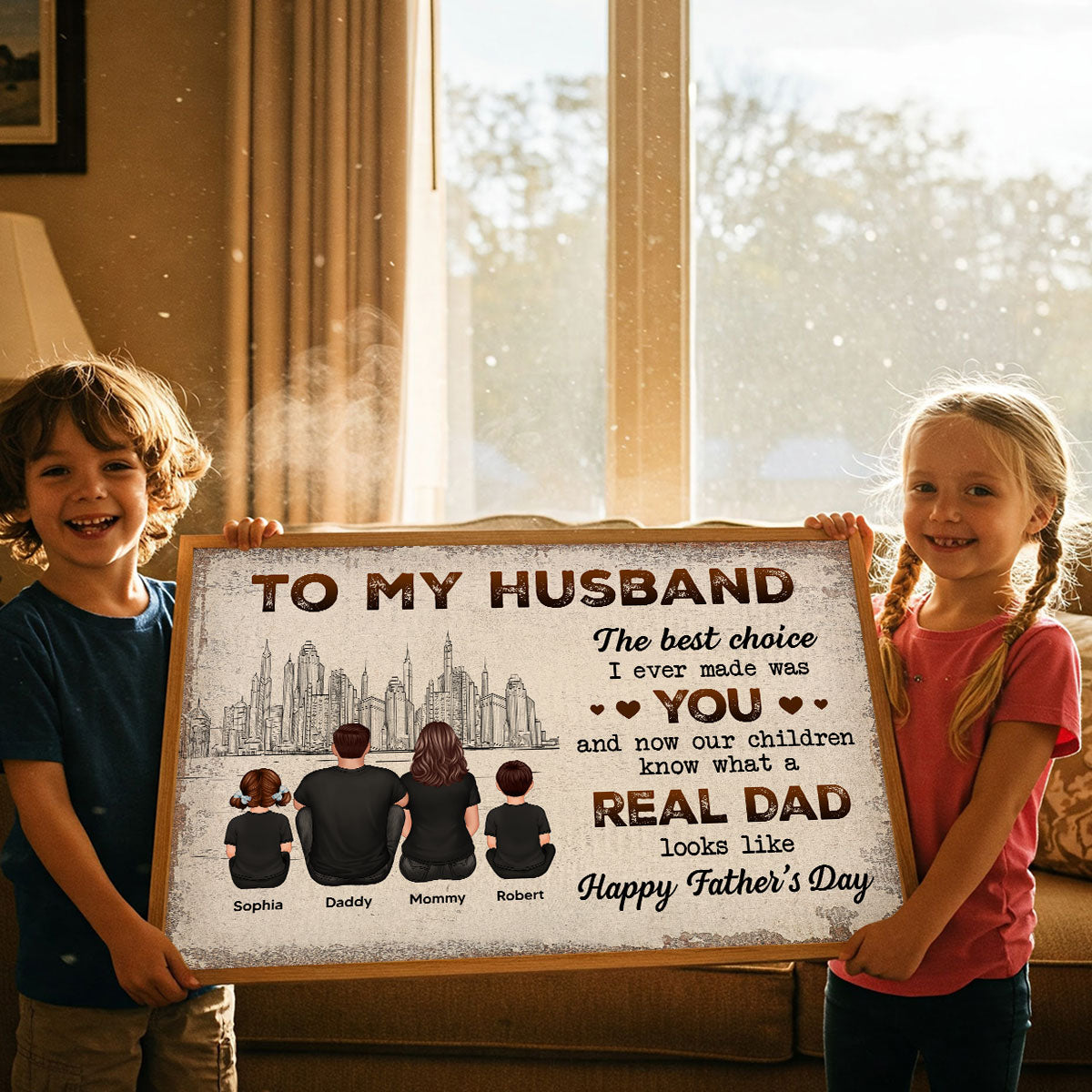 To My Husband Our Children Knows What A Real Dad Looks Like Personalized Poster, Gift For Bonus Dad