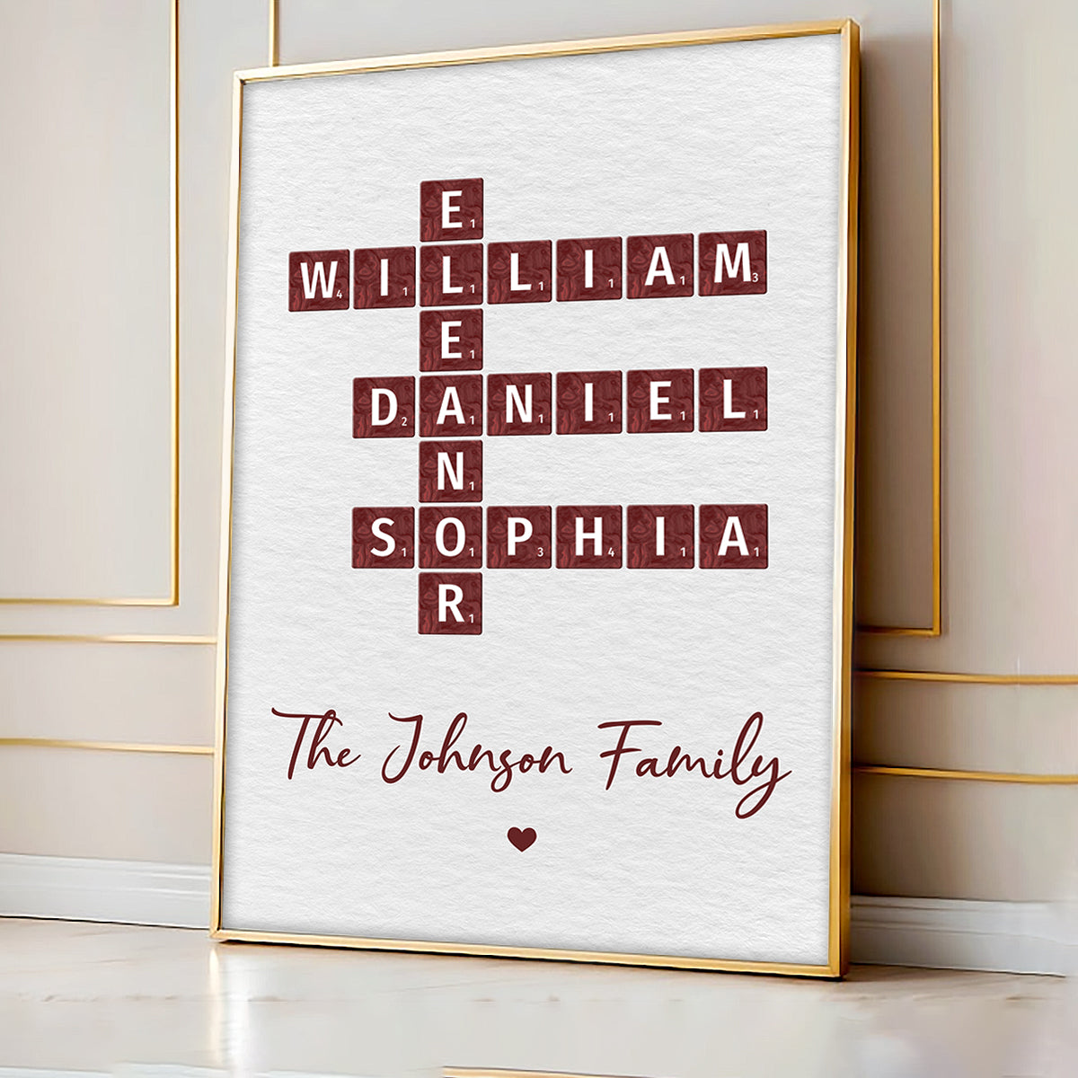 Family Crossword Art - Created In A Moment, Treasured Forever Personalized Poster