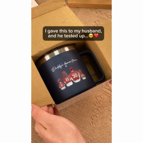 Baseball Daddy's Dream Team Personalized Stainless Steel Tumbler With Handle, Unique 2025 Father's Day Gift For Dad