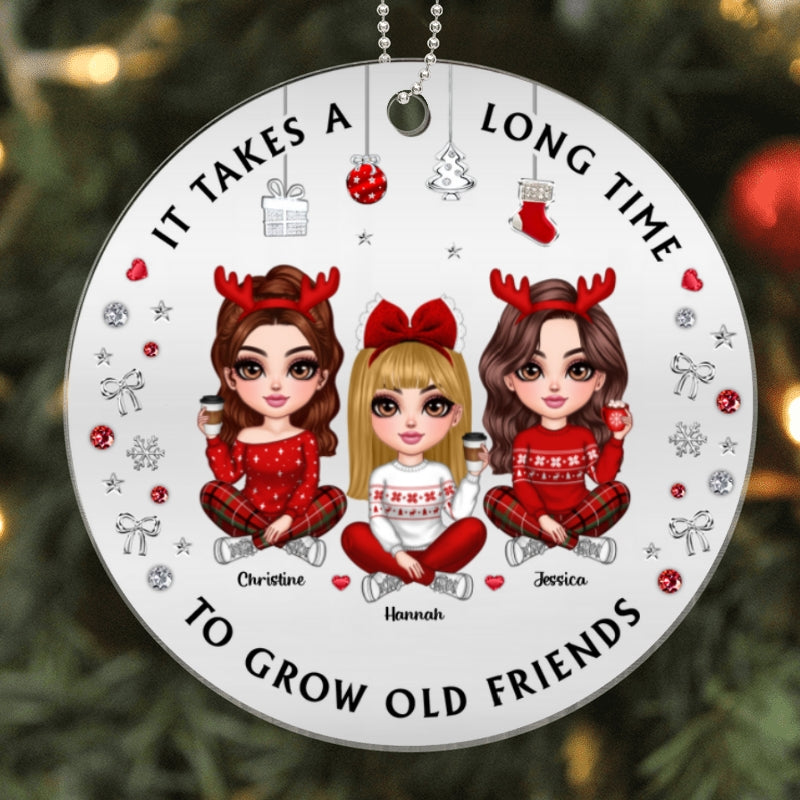 Pretty Besties Sisters Christmas Decoration Metal Patterned Personalized Acrylic Ornament