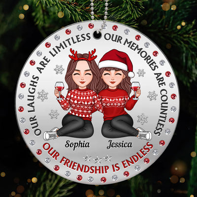 Besties Sitting Together Christmas Gift Personalized Acrylic Ornament