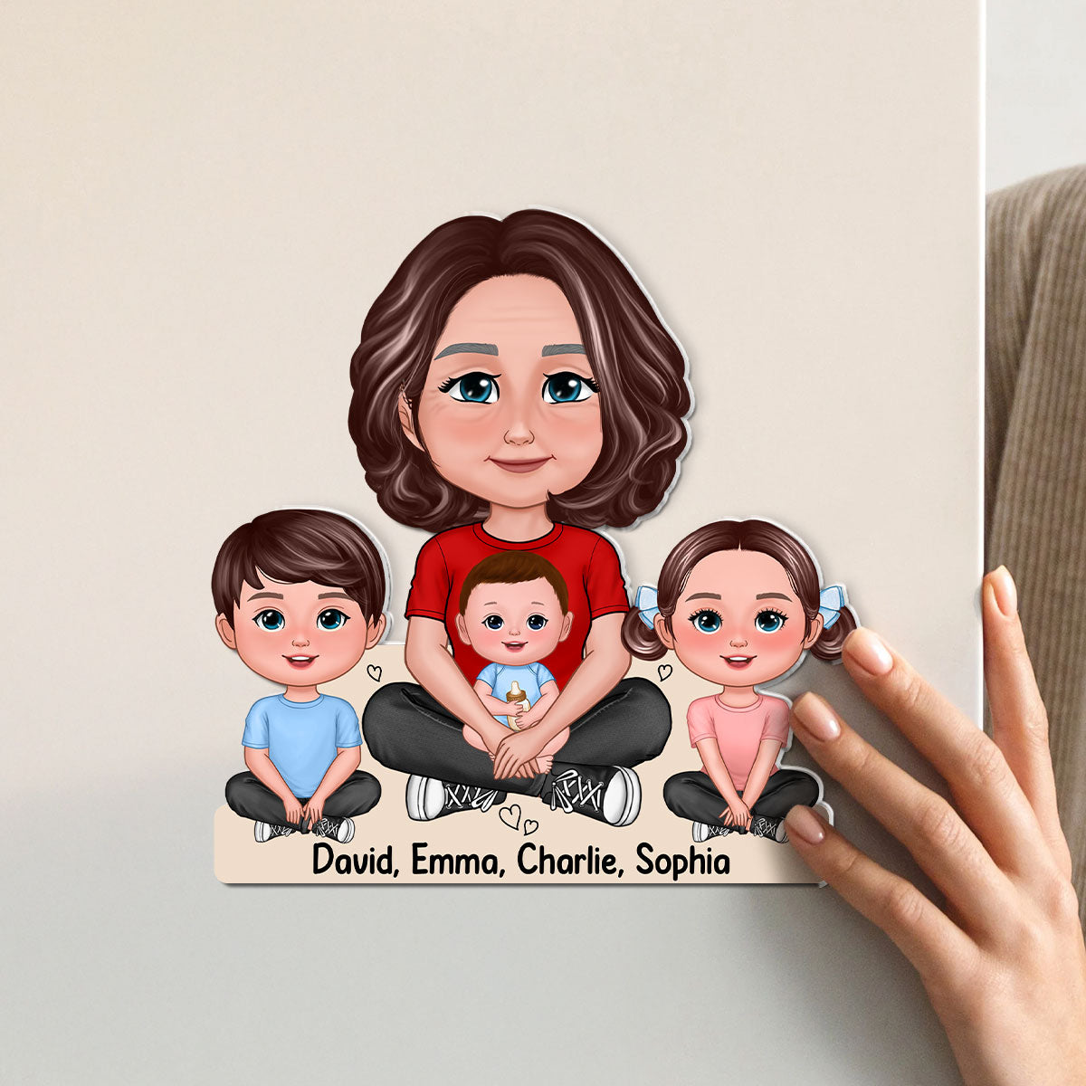Grandma & Grandkid Crossed Legs Home Decor Gift For Grandma Personalized Acrylic Fridge Magnet