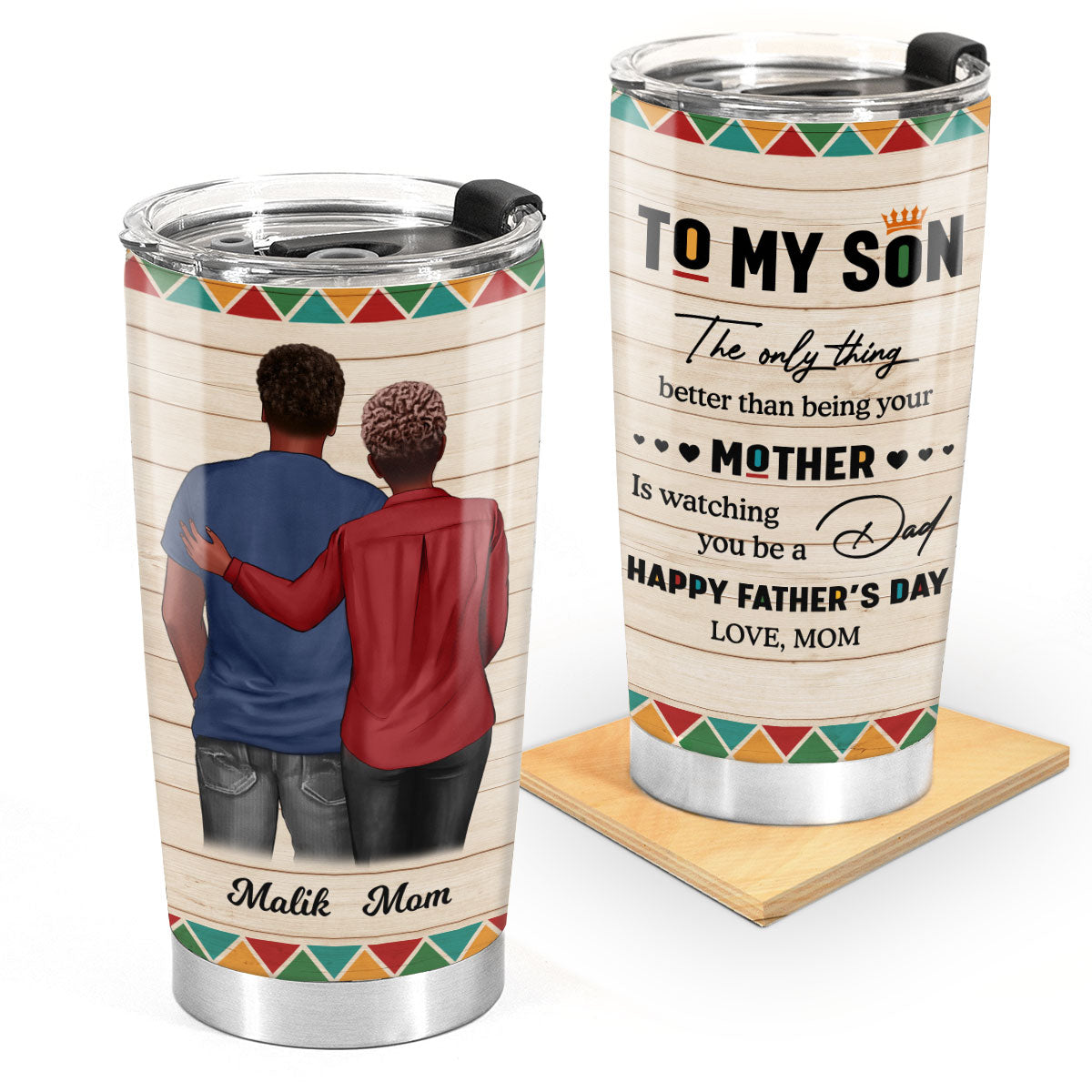 To My Son From Mom Dad Happy Father's Day Black Pride Personalized Tumbler